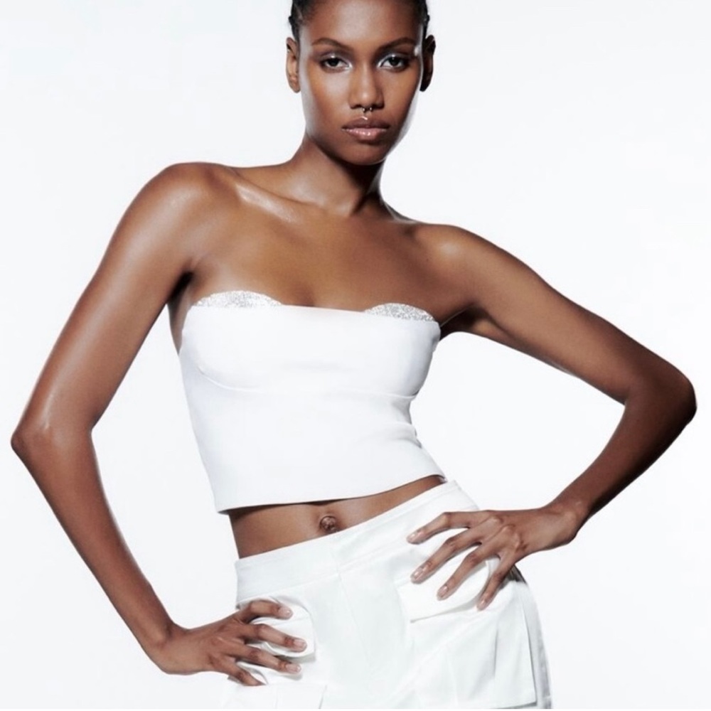Zara Bedazzled Crop Top 4661/034/250 NWT